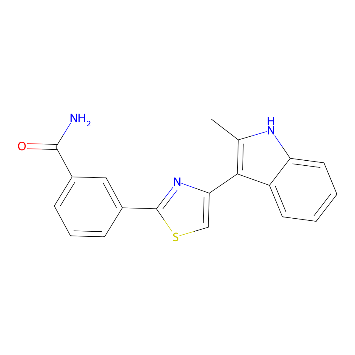 3-[4-(2-methyl-1H-indol-3-yl)-1,3-thiazol-2-yl]benzamide molecular structure, CAS 1371961-83-9