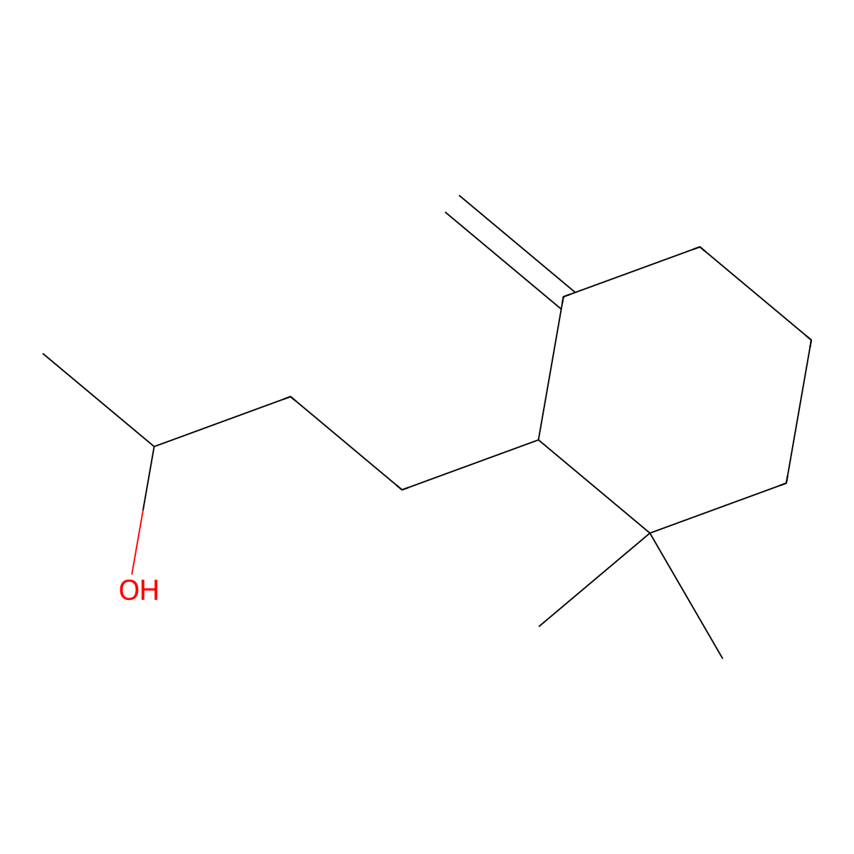 Cyclohexanepropanol, alpha,2,2-trimethyl-6-methylene- molecular structure, CAS 13720-13-3