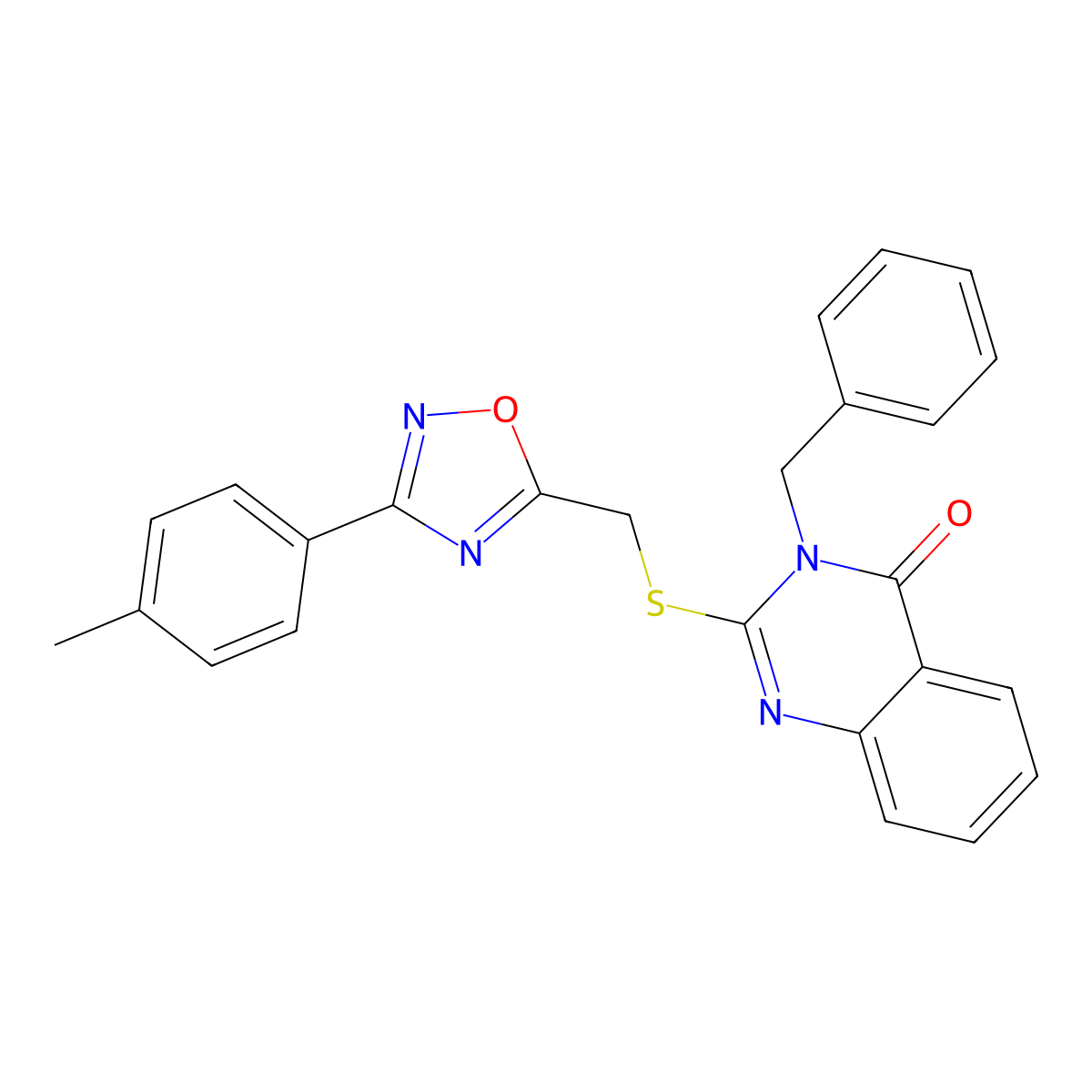 3-benzyl-2-(((3-(p-tolyl)-1,2,4-oxadiazol-5-yl)methyl)thio)quinazolin-4(3H)-one molecular structure, CAS 1372005-44-1