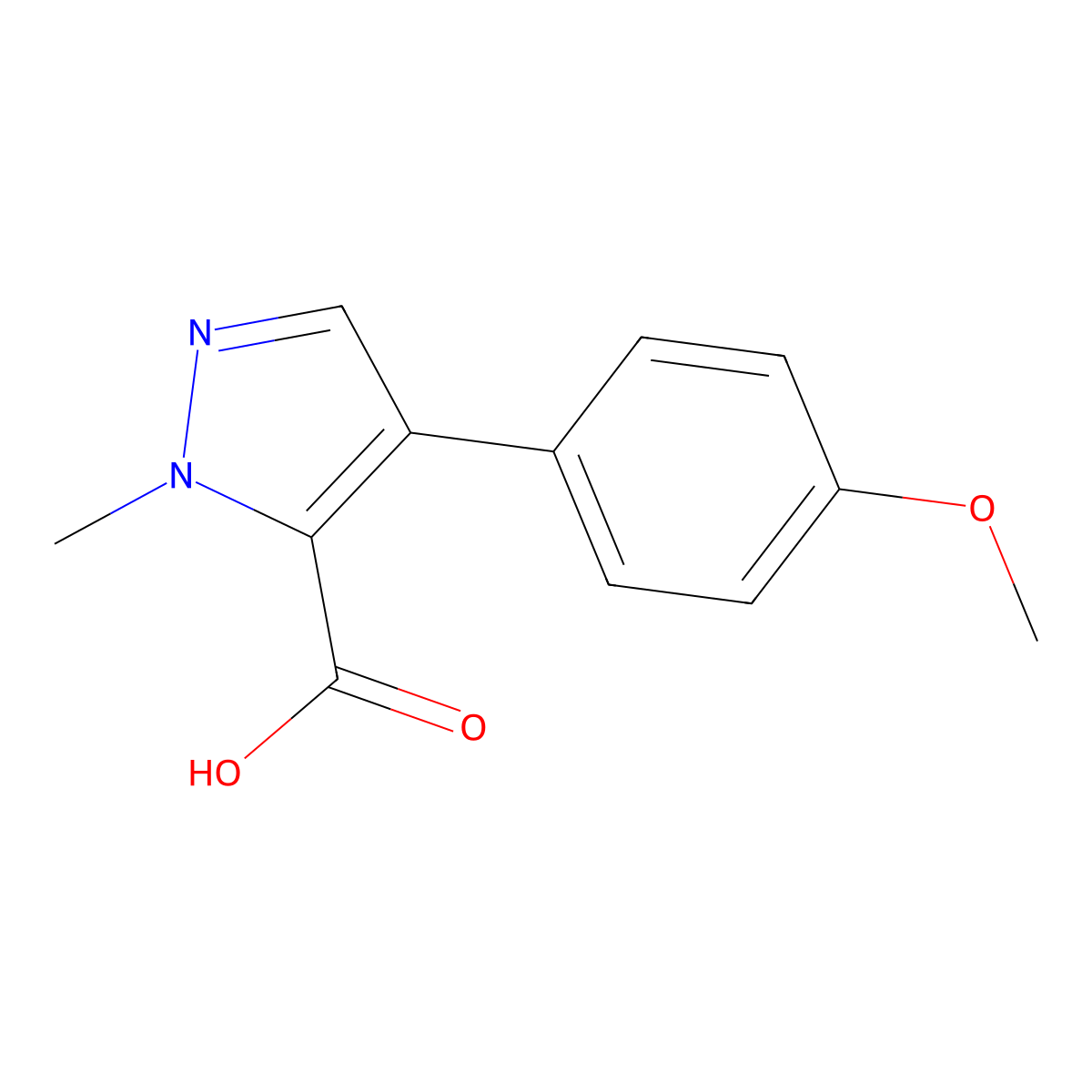 4-(4-Methoxyphenyl)-1-methyl-1H-pyrazole-5-carboxylic acid molecular structure, CAS 1372023-40-9