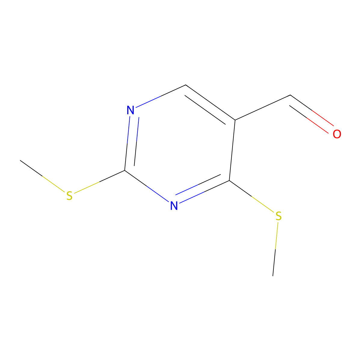 2,4-Bis(methylsulfanyl)pyrimidine-5-carboxaldehyde molecular structure, CAS 1372096-40-6