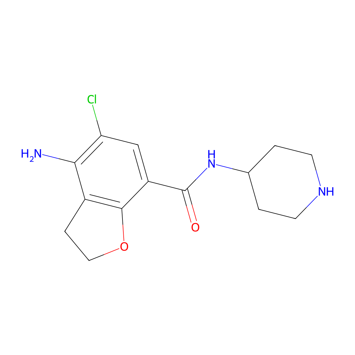 4-Amino-5-chloro-N-(piperidin-4-yl)-2,3-dihydrobenzofuran-7-carboxamide molecular structure, CAS 137211-64-4
