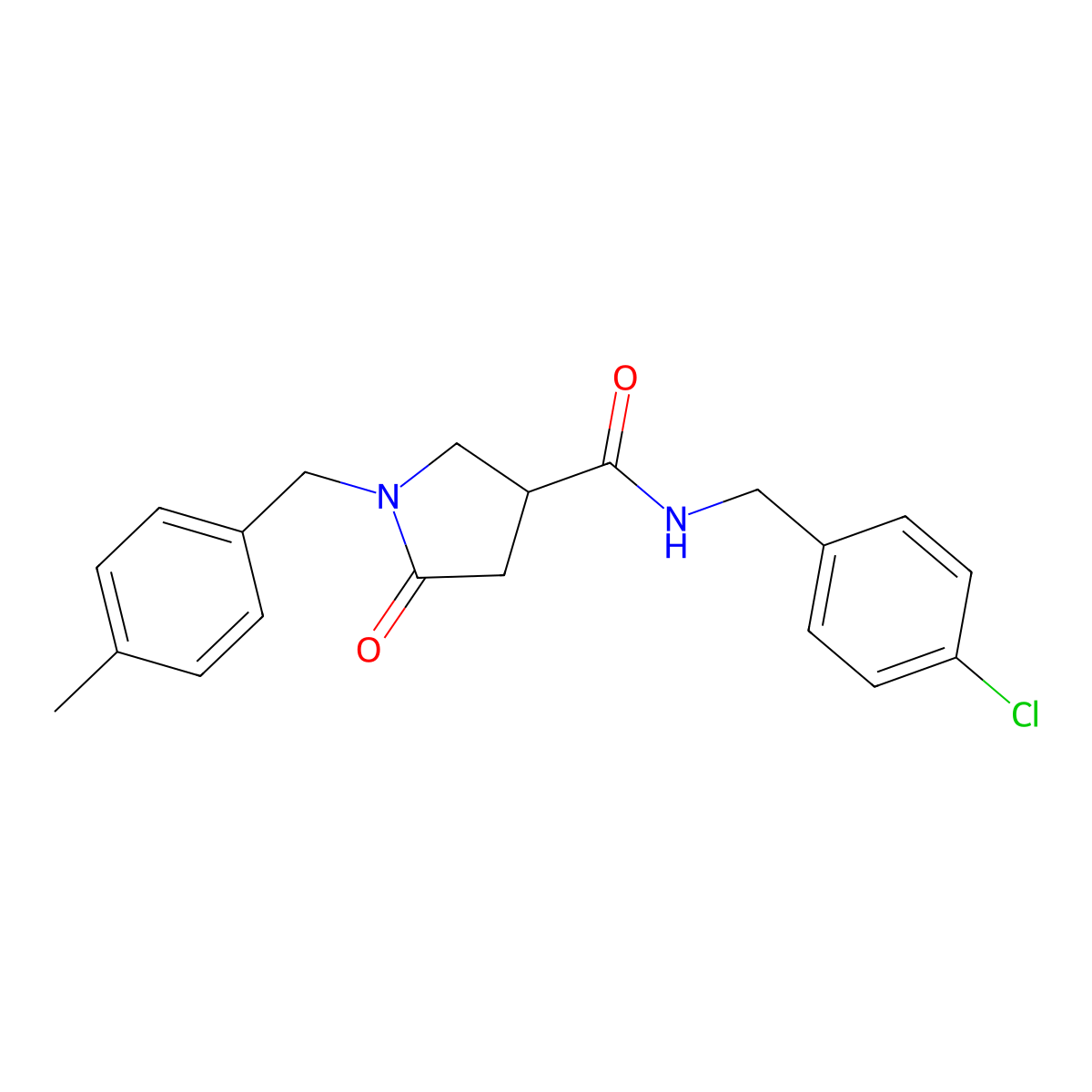 N-[(4-chlorophenyl)methyl]-1-[(4-methylphenyl)methyl]-5-oxopyrrolidine-3-carboxamide molecular structure, CAS 1372120-66-5