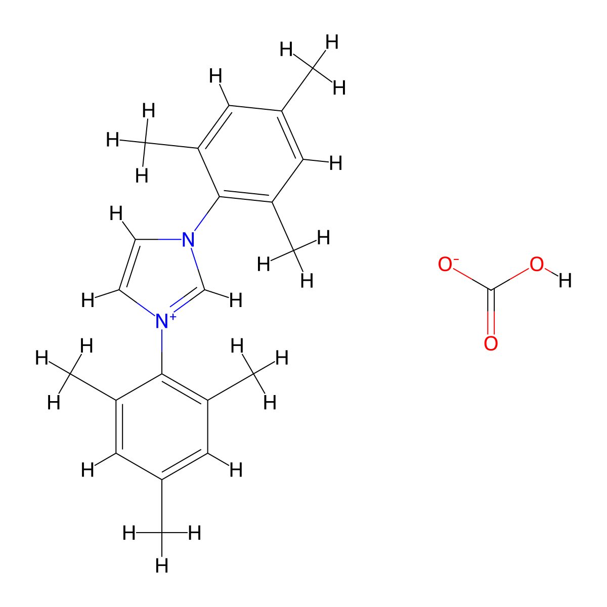 1,3-Bis(2,4,6-trimethylphenyl)imidazolium bicarbonate molecular structure, CAS 1372124-93-0