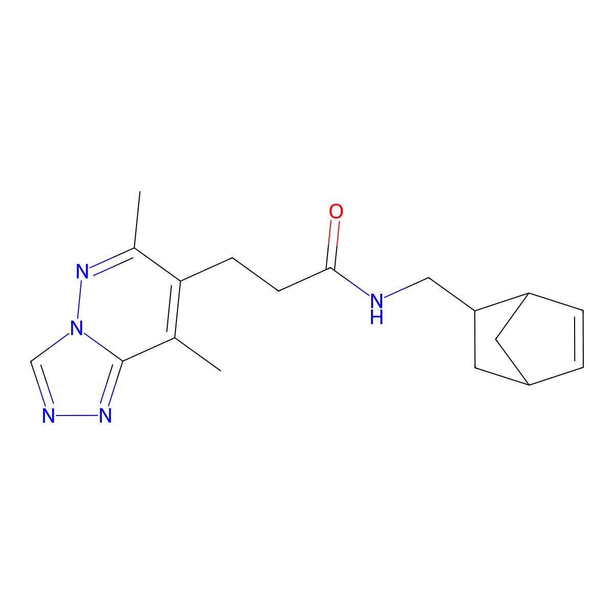 N-(bicyclo[2.2.1]hept-5-en-2-ylmethyl)-3-(6,8-dimethyl[1,2,4]triazolo[4,3-b]pyridazin-7-yl)propanamide molecular structure, CAS 1372266-04-0