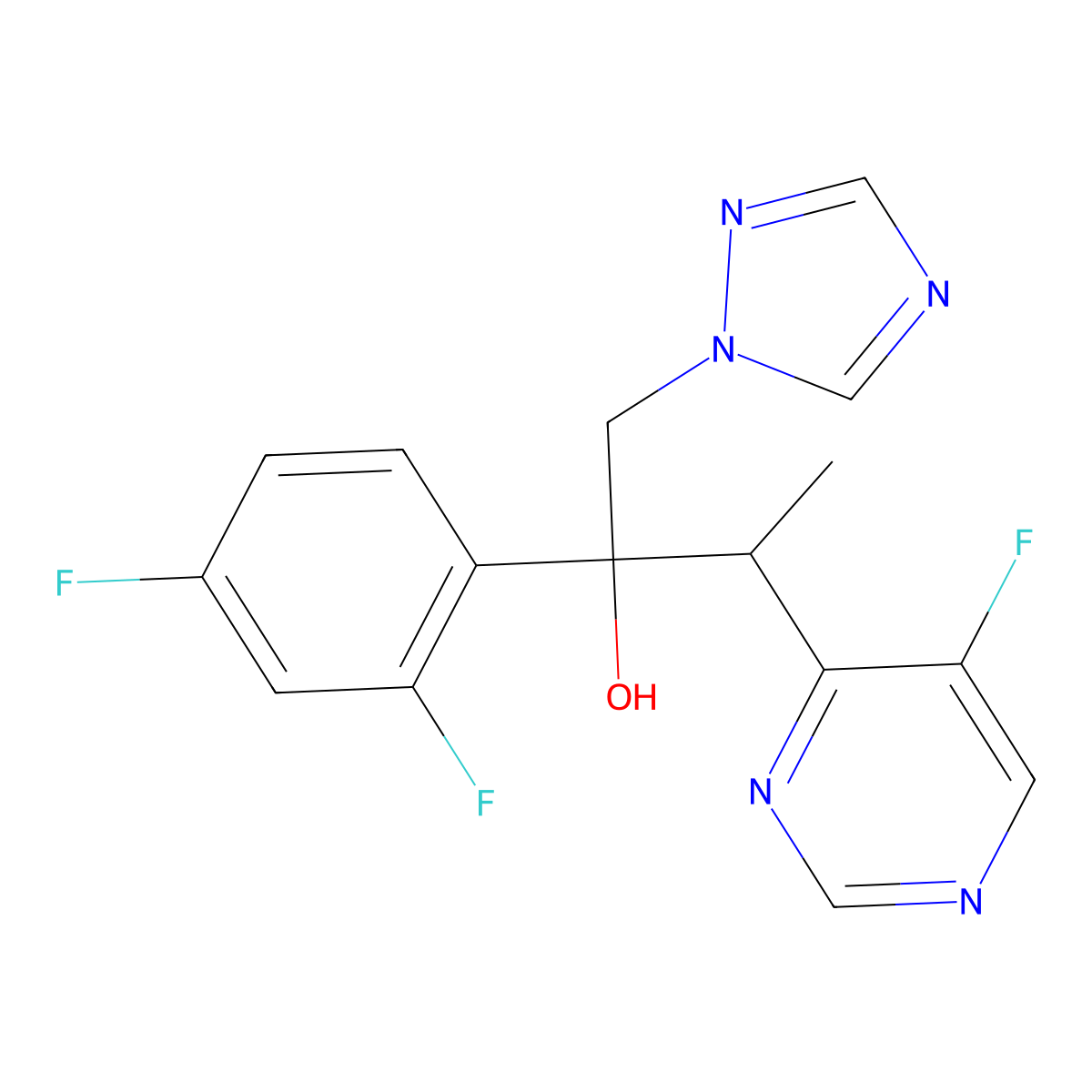 (alphaS,betaR)-alpha-(2,4-Difluorophenyl)-5-fluoro-beta-methyl-alpha-(1H-1,2,4-triazol-1-ylmethyl)-4-pyrimidineethanol molecular structure, CAS 137234-63-0