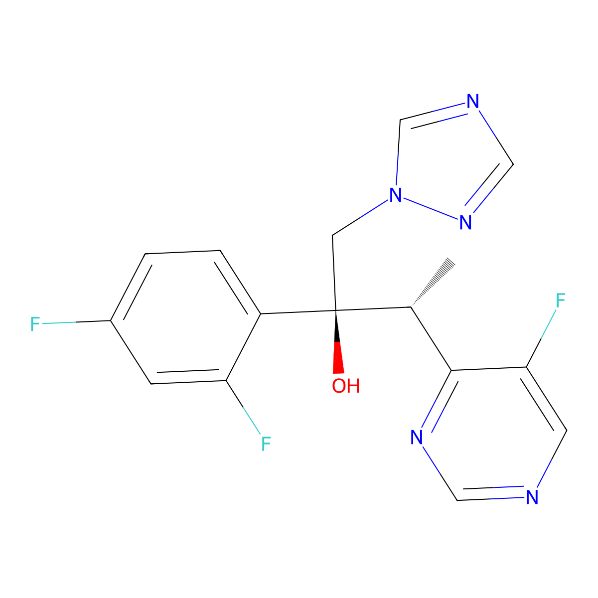 (alphaS,betaR)-alpha-(2,4-Difluorophenyl)-5-fluoro-beta-methyl-alpha-(1H-1,2,4-triazol-1-ylmethyl)-4-pyrimidineethanol molecular structure, CAS 137234-63-0
