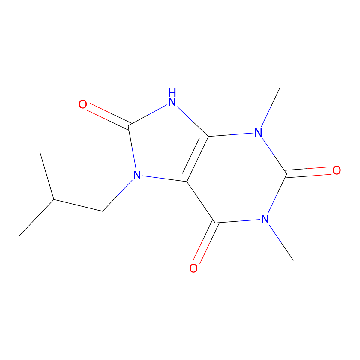 8-hydroxy-7-isobutyl-1,3-dimethyl-1H-purine-2,6(3H,7H)-dione molecular structure, CAS 137235-86-0