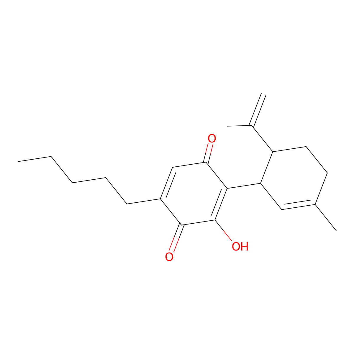 3-Hydroxy-2-((1R,6R)-3-methyl-6-(1-methylethenyl)-2-cyclohexen-1-yl)-5-pentyl-2,5-cyclohexadiene-1,4-dione molecular structure, CAS 137252-25-6