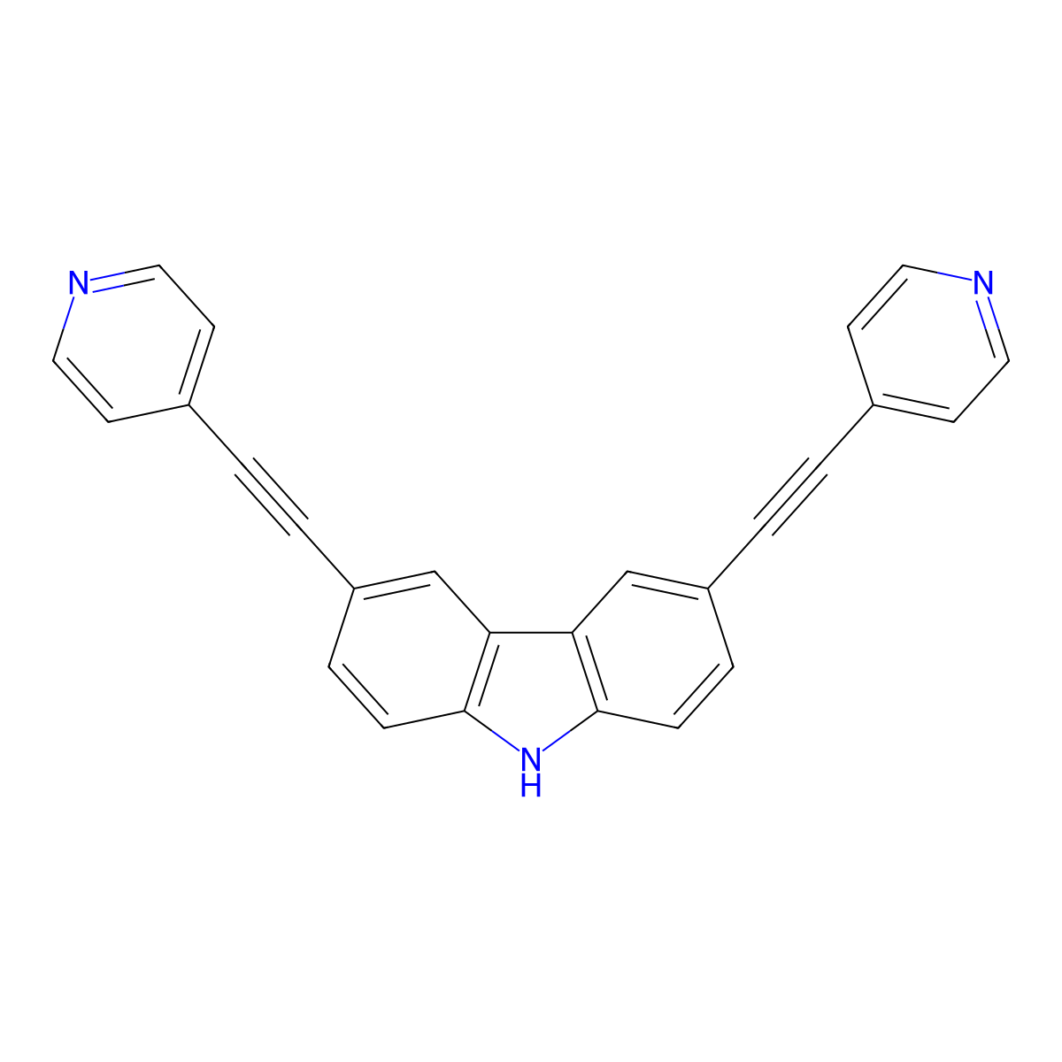 3,6-Bis[2-(4-pyridinyl)ethynyl]-9H-carbazole molecular structure, CAS 1372528-54-5