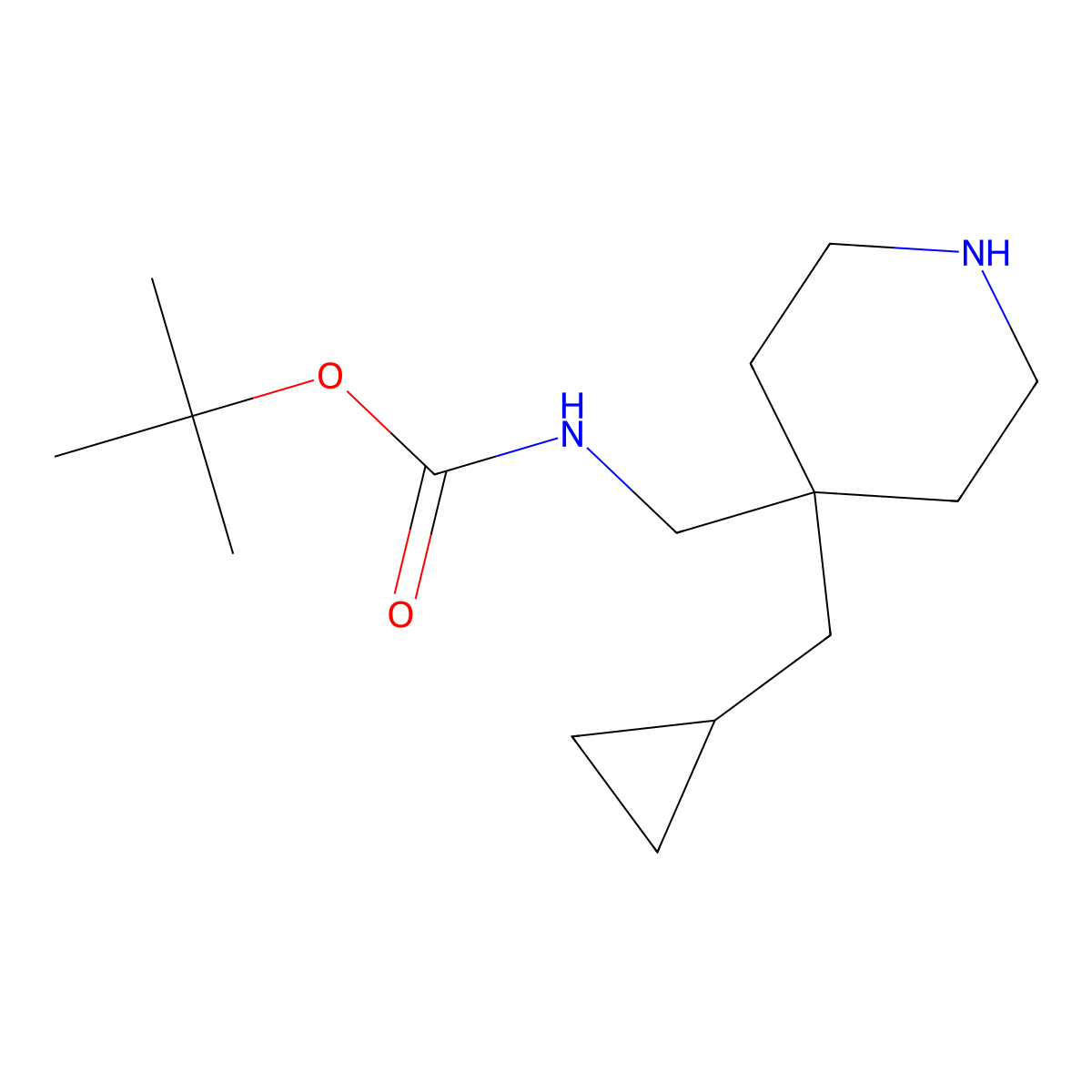 tert-Butyl [4-(cyclopropylmethyl)piperidin-4-yl]methylcarbamate molecular structure, CAS 1372534-09-2