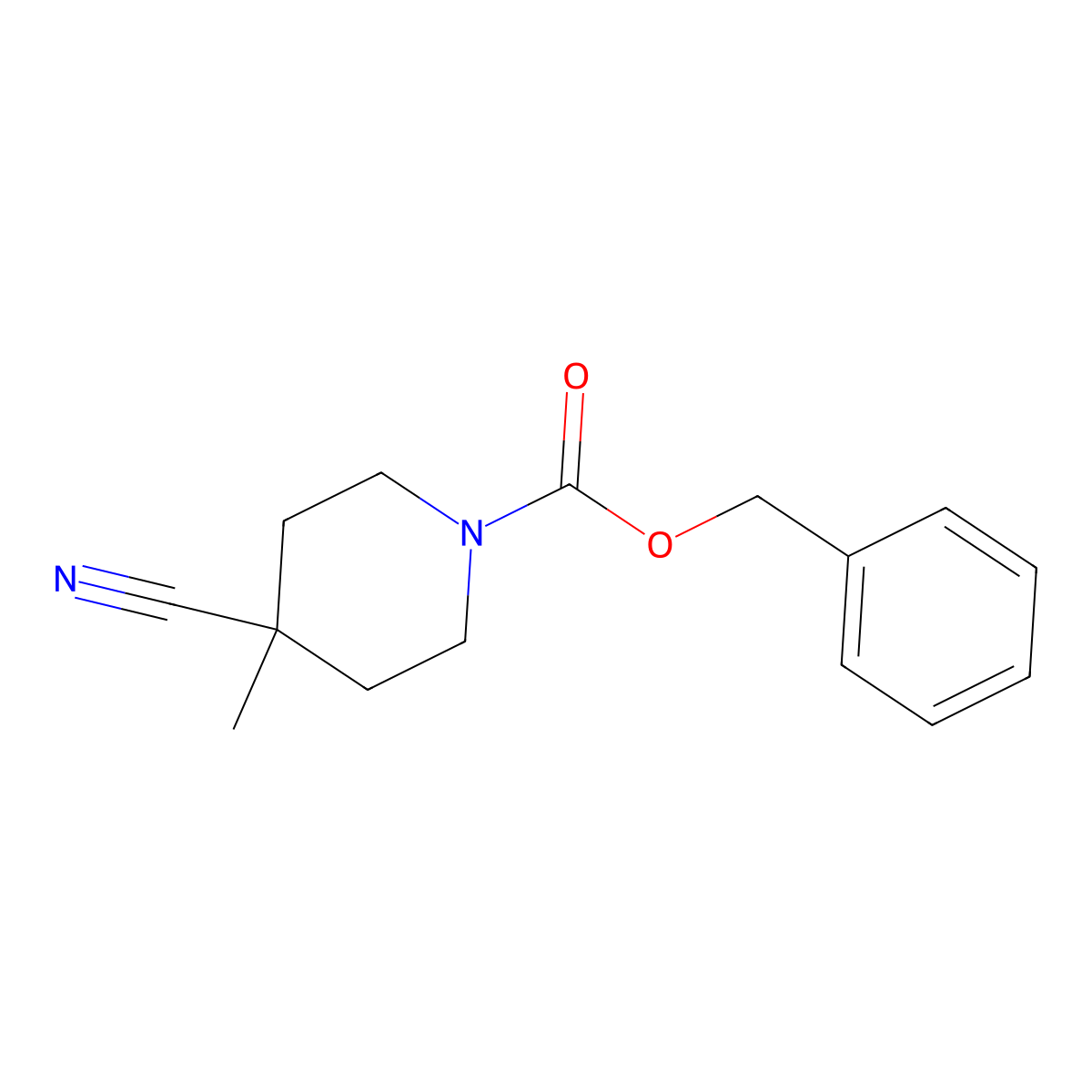 Benzyl 4-cyano-4-methylpiperidine-1-carboxylate molecular structure, CAS 1372534-37-6