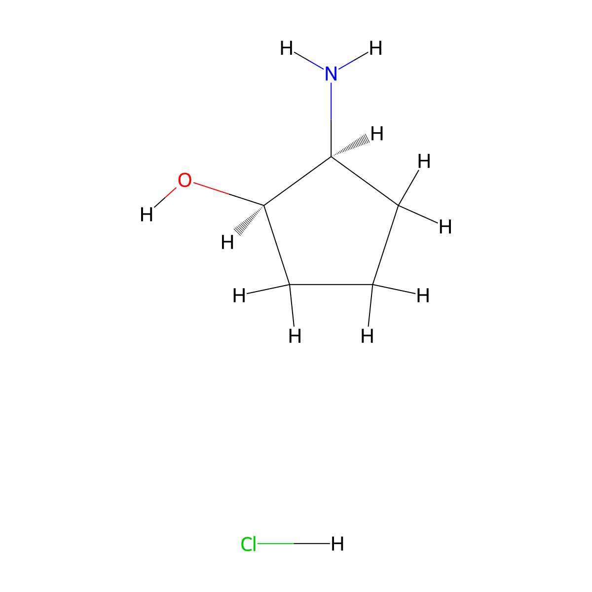 (1R,2S)-2-aminocyclopentan-1-ol hydrochloride molecular structure, CAS 137254-03-6