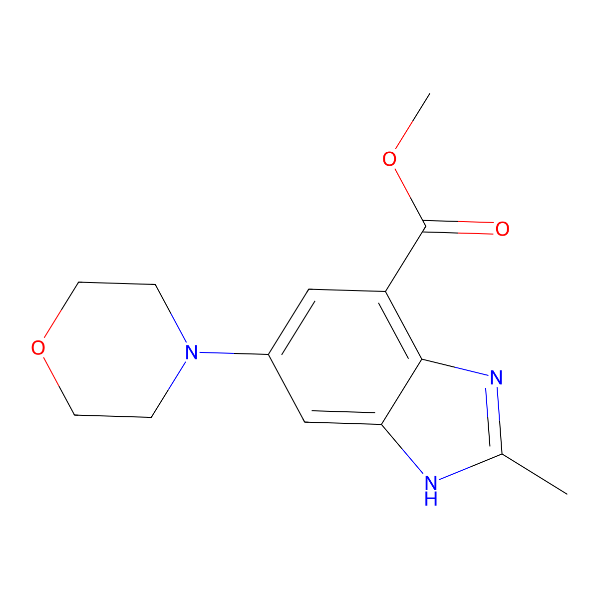 Methyl 2-methyl-6-morpholino-1H-benzo[d]imidazole-4-carboxylate molecular structure, CAS 1372540-21-0