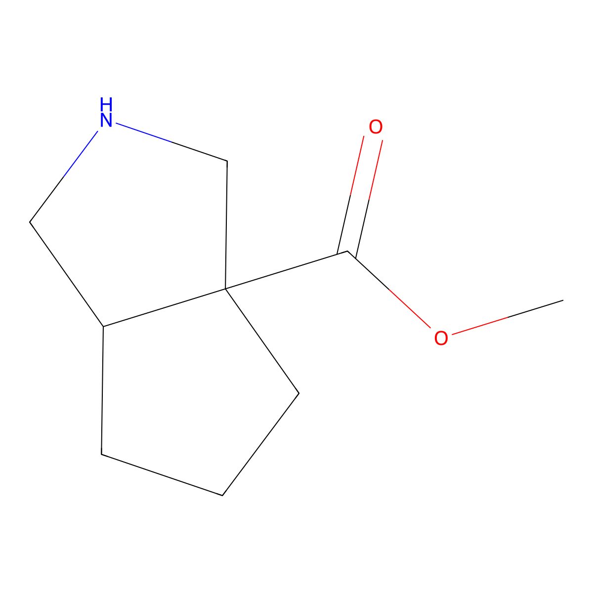 Methyl octahydrocyclopenta[c]pyrrole-3a-carboxylate molecular structure, CAS 1372548-30-5