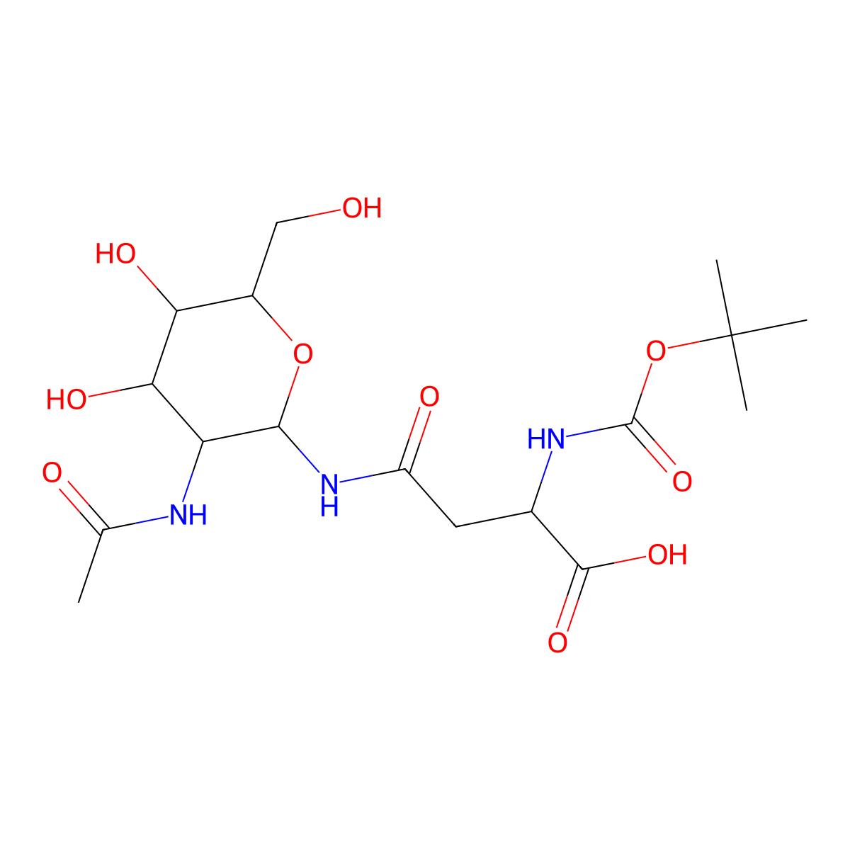 Nomega-(2-Acetamido-2-deoxy-beta-D-glucopyranosyl)-Nalpha-Boc-L-asparagine molecular structure, CAS 137255-40-4