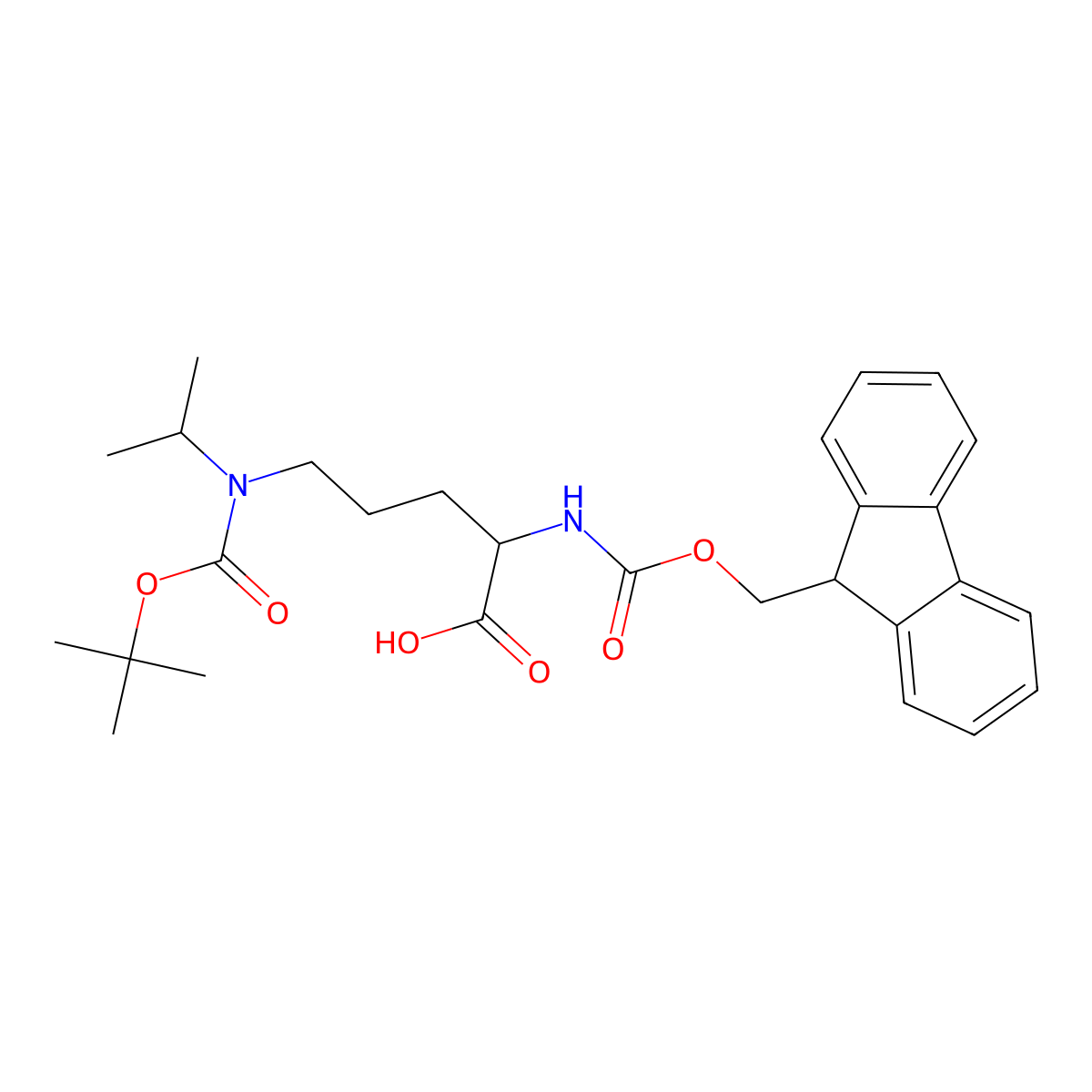 N-alpha-(9-Fluorenylmethyloxycarbonyl)-N-delta-t-butyloxycarbonyl-N-delta-i-propyl-L-ornithine molecular structure, CAS 1372560-46-7