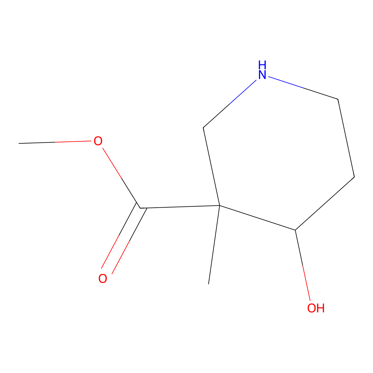 Methyl 4-hydroxy-3-methylpiperidine-3-carboxylate molecular structure, CAS 1372589-29-1