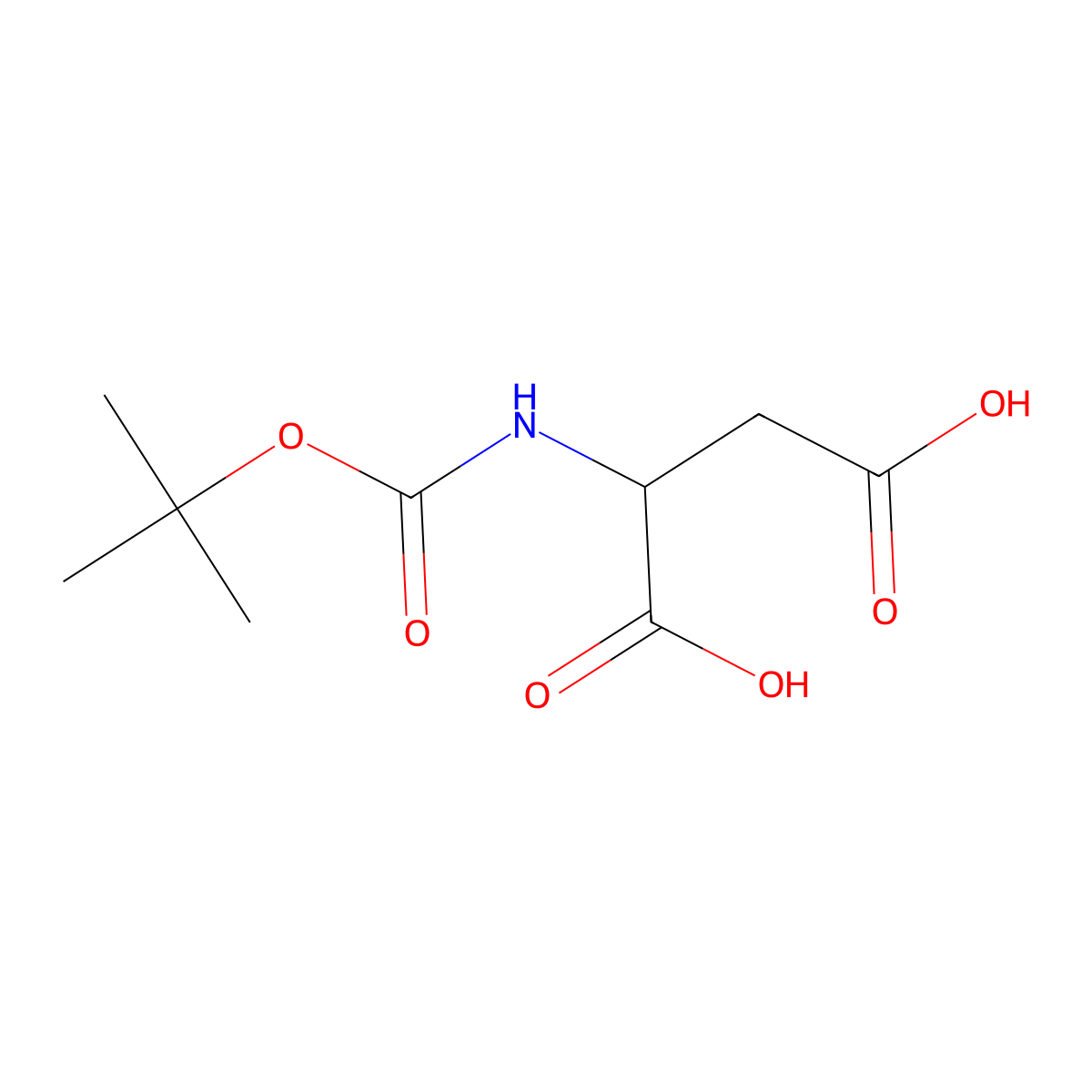 N-(tert-butoxycarbonyl)-L-aspartic acid molecular structure, CAS 13726-67-5