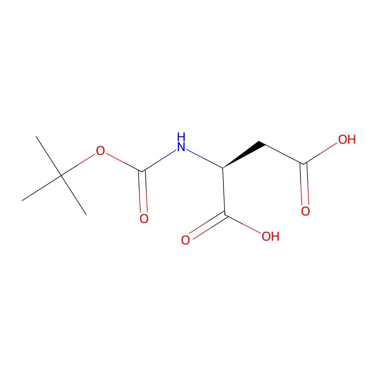N-(tert-butoxycarbonyl)-L-aspartic acid molecular structure, CAS 13726-67-5