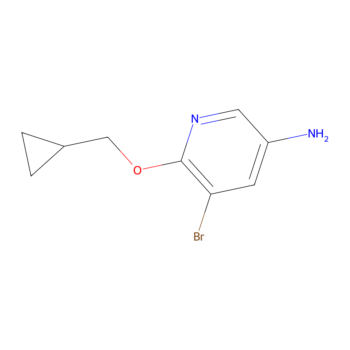 5-Bromo-6-(cyclopropylmethoxy)pyridin-3-amine molecular structure, CAS 1372606-87-5