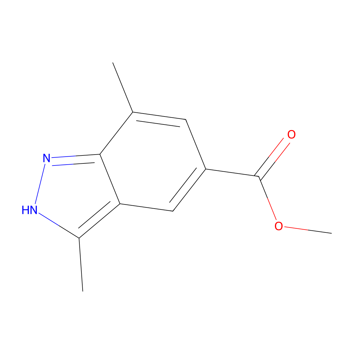 methyl 3,7-dimethyl-1H-indazole-5-carboxylate molecular structure, CAS 1372629-23-6