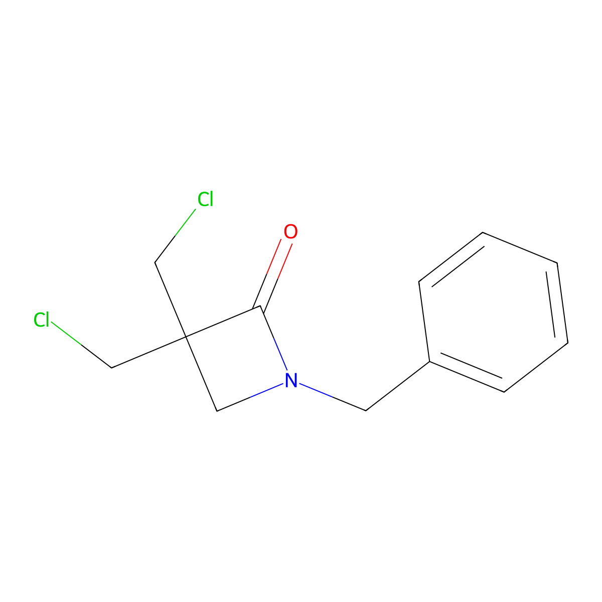 1-Benzyl-3,3-bis(chloromethyl)azetidin-2-one molecular structure, CAS 137266-59-2
