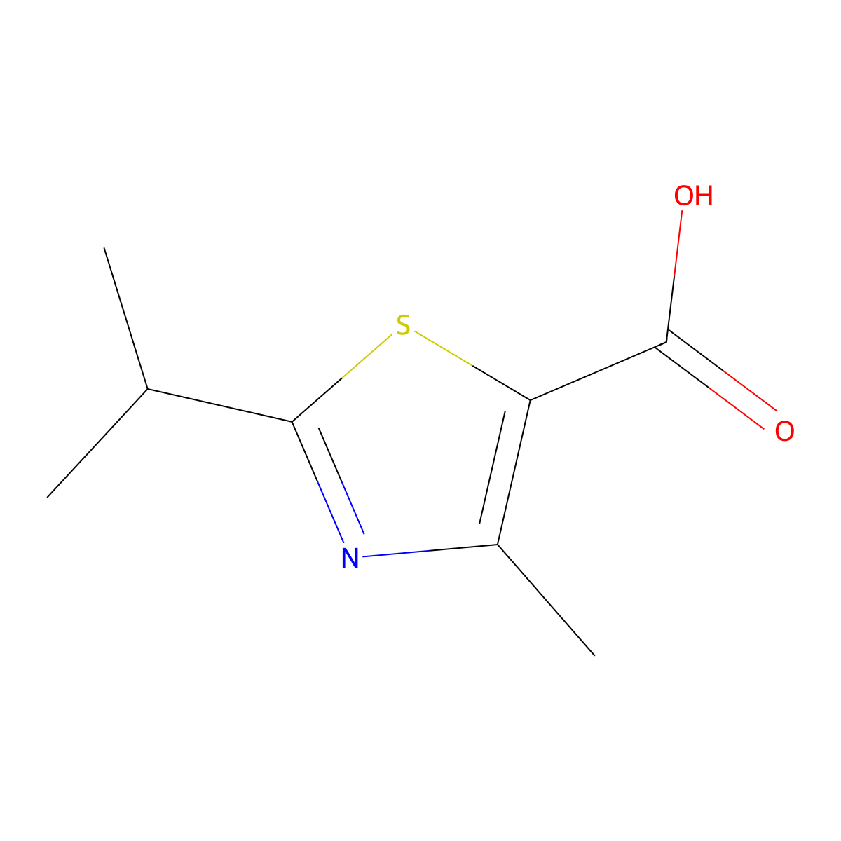 4-Methyl-2-(propan-2-yl)-1,3-thiazole-5-carboxylic acid molecular structure, CAS 137267-29-9