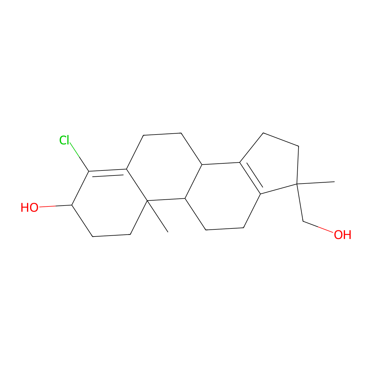 (3R,8R,9S,10R,17S)-4-chloro-17-(hydroxymethyl)-10,17-dimethyl-2,3,6,7,8,9,11,12,15,16-decahydro-1H-cyclopenta[a]phenanthren-3-ol molecular structure, CAS 1372695-74-3