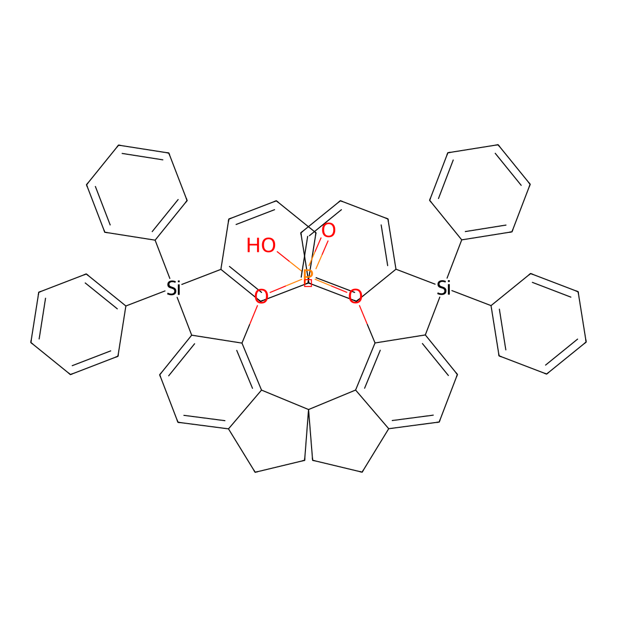 (11aR)-12-Hydroxy-1,10-bis(triphenylsilyl)-4,5,6,7-tetrahydrodiindeno[7,1-de:1',7'-fg][1,3,2]dioxaphosphocine 12-oxide molecular structure, CAS 1372719-94-2