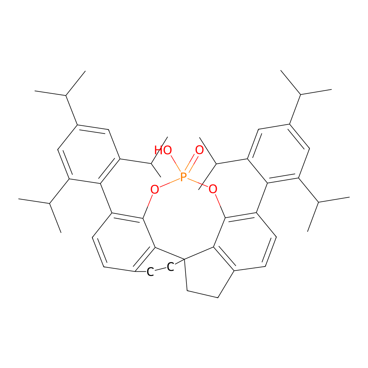 12-Hydroxy-1,10-bis(2,4,6-triisopropylphenyl)-4,5,6,7-tetrahydrodiindeno[7,1-de:1',7'-fg][1,3,2]dioxaphosphocine 12-oxide molecular structure, CAS 1372719-95-3