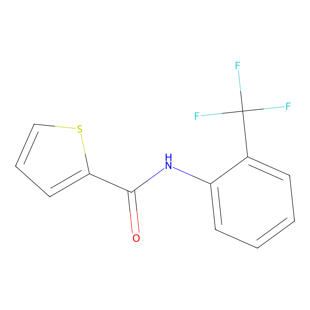 2-Thiophenecarboxamide, N-[2-(trifluoromethyl)phenyl]- molecular structure, CAS 137272-70-9