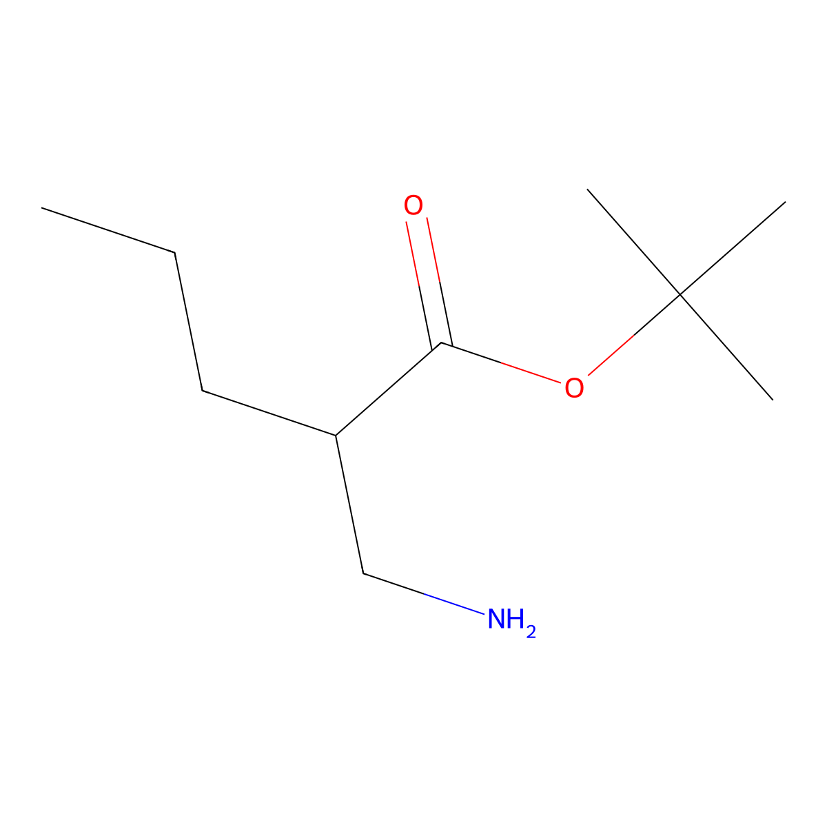 Tert-butyl 2-(aminomethyl)pentanoate molecular structure, CAS 1372720-09-6