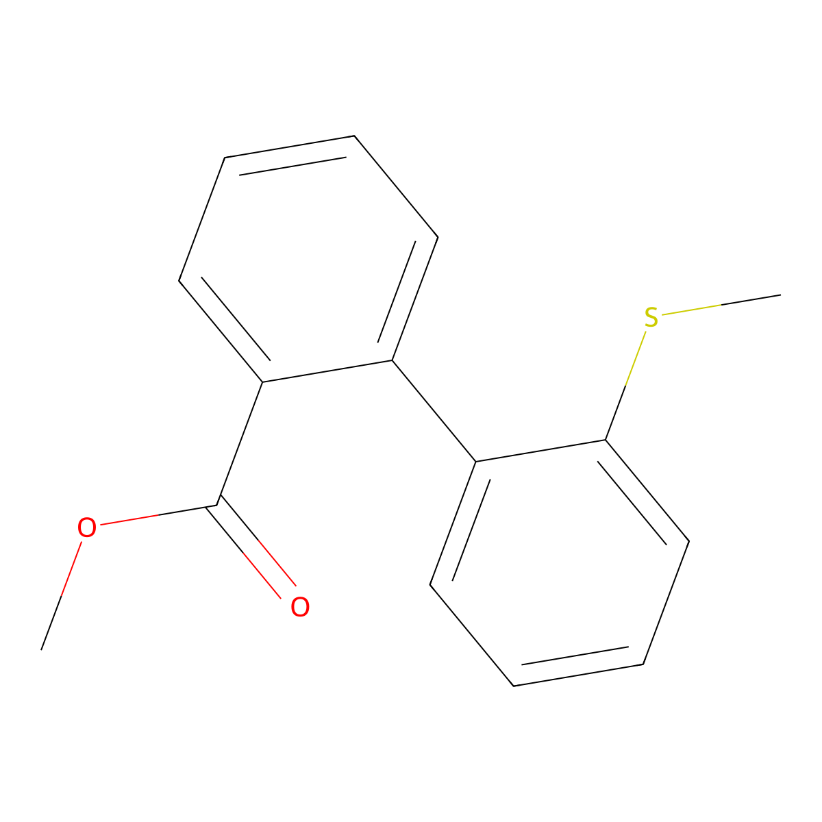 Methyl 2-[2-(methylsulfanyl)phenyl]benzoate molecular structure, CAS 1372768-61-0