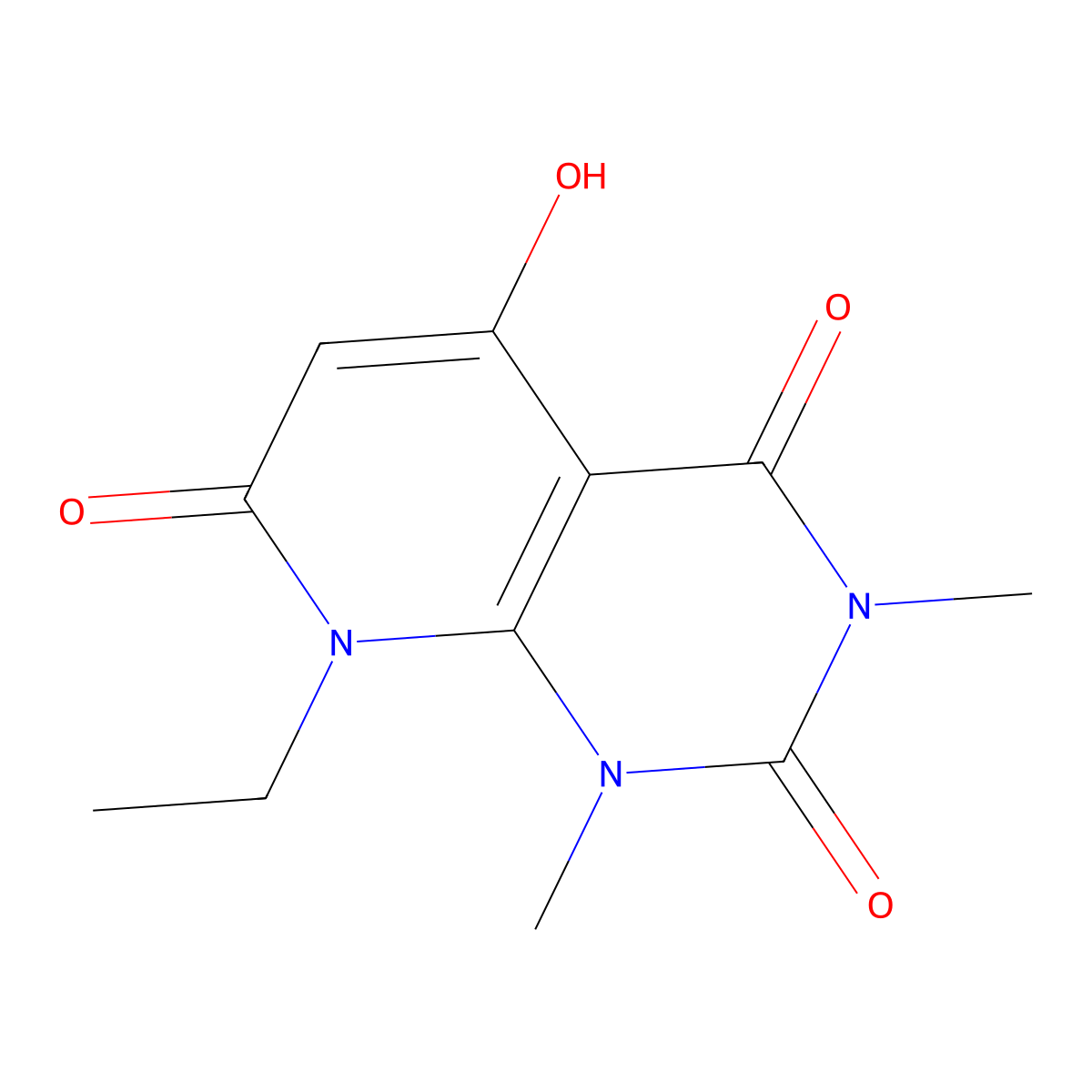 8-Ethyl-5-hydroxy-1,3-dimethylpyrido[2,3-d]pyrimidine-2,4,7(1H,3H,8H)-trione molecular structure, CAS 137278-10-5