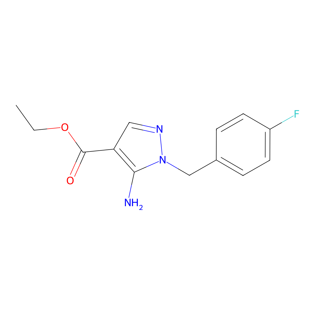 Ethyl 5-amino-1-[(4-fluorophenyl)methyl]pyrazole-4-carboxylate molecular structure, CAS 137278-70-7