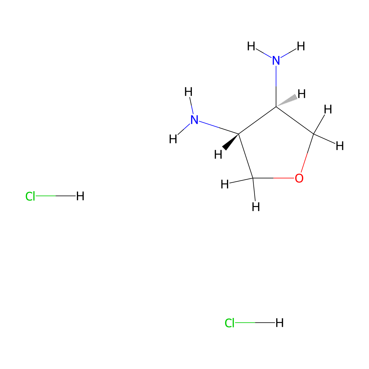 (3R,4R)-Oxolane-3,4-diamine--hydrogen chloride (1/2) molecular structure, CAS 137279-45-9