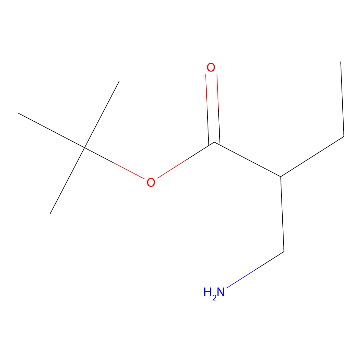 Tert-butyl 2-(aminomethyl)butanoate molecular structure, CAS 1372851-48-3