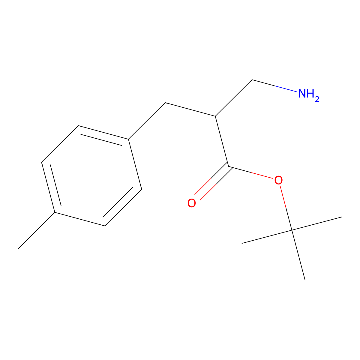 Tert-butyl 3-amino-2-[(4-methylphenyl)methyl]propanoate molecular structure, CAS 1372851-49-4