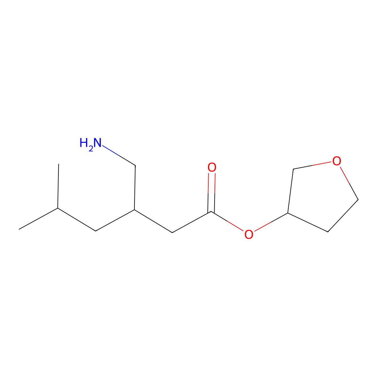 oxolan-3-yl (3S)-3-(aminomethyl)-5-methylhexanoate molecular structure, CAS 1372885-41-0