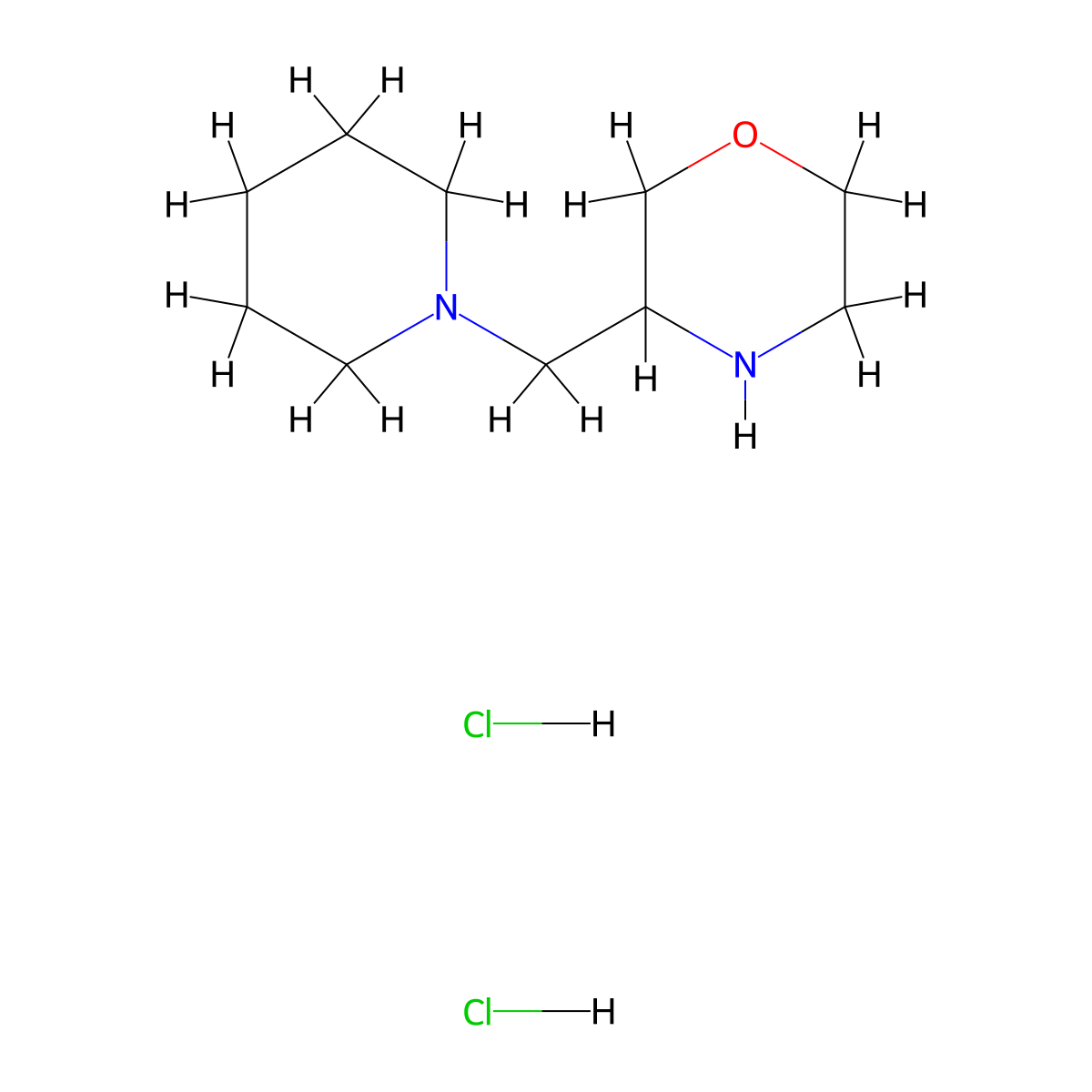 3-(1-Piperidinylmethyl)-morpholine 2HCl molecular structure, CAS 137289-04-4