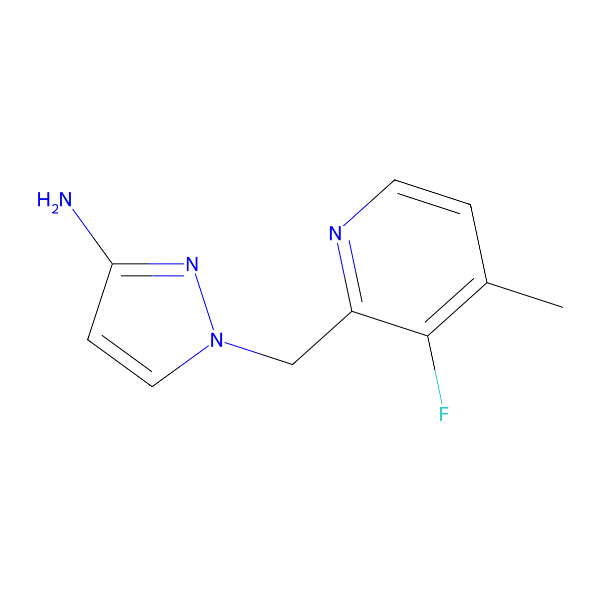 1-((3-Fluoro-4-methylpyridin-2-yl)methyl)-1H-pyrazol-3-amine molecular structure, CAS 1372891-88-7