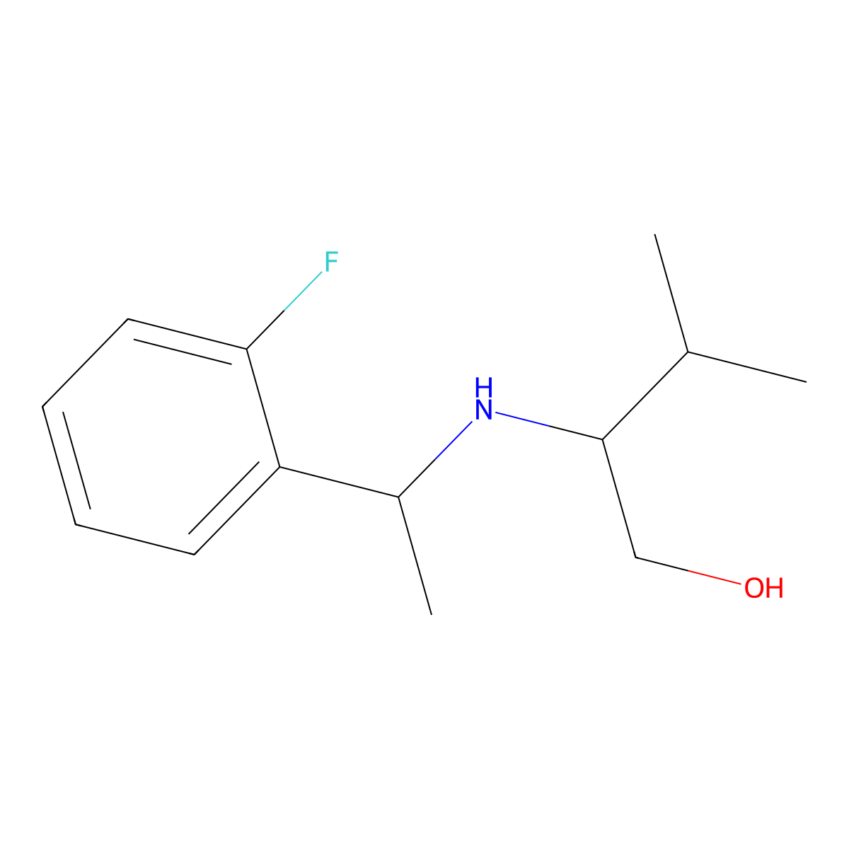 (2S)-2-{[1-(2-fluorophenyl)ethyl]amino}-3-methylbutan-1-ol molecular structure, CAS 1372902-52-7