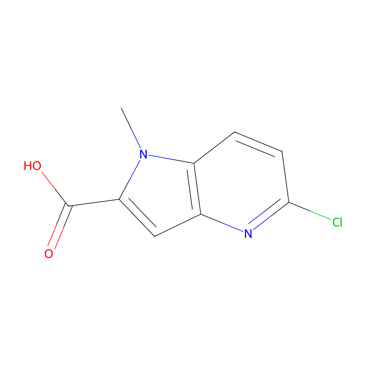 5-chloro-1-methyl-1H-pyrrolo[3,2-b]pyridine-2-carboxylic acid molecular structure, CAS 1372924-44-1