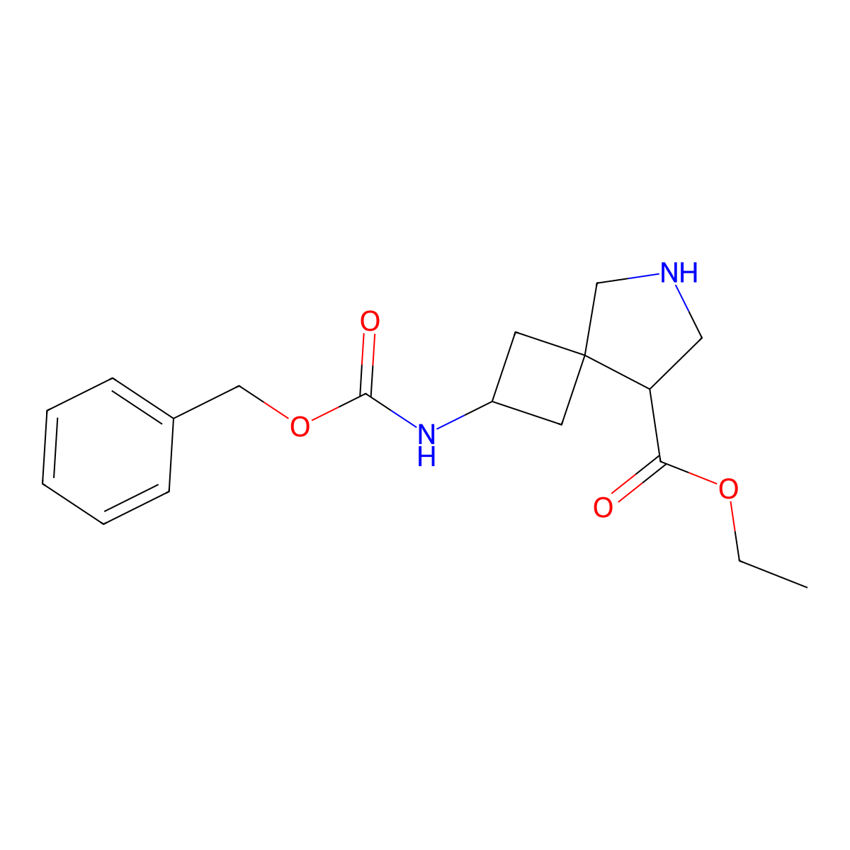 Ethyl 2-(((benzyloxy)carbonyl)amino)-6-azaspiro[3.4]octane-8-carboxylate molecular structure, CAS 1373028-28-4