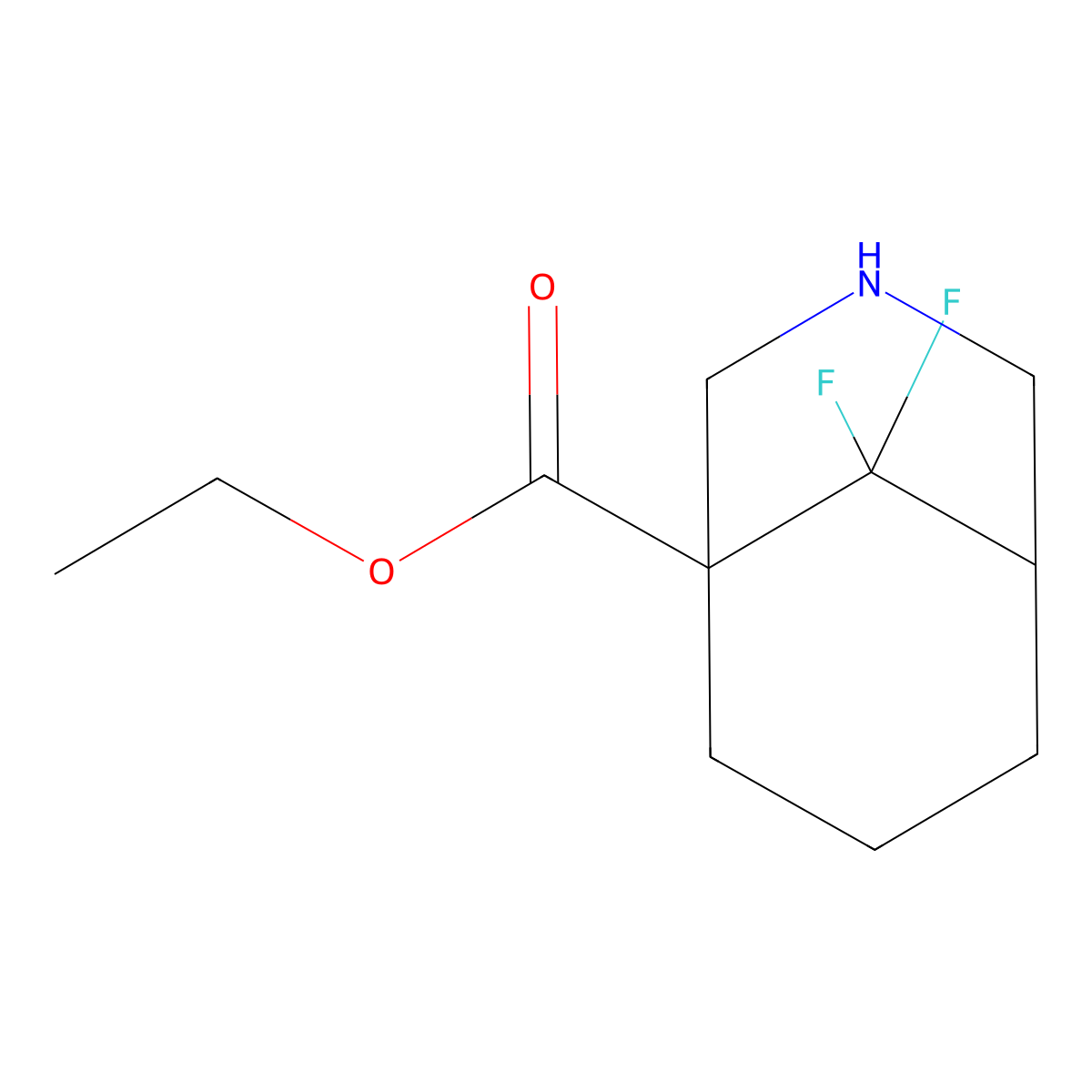Ethyl 9,9-difluoro-3-azabicyclo[3.3.1]nonane-1-carboxylate molecular structure, CAS 1373028-30-8