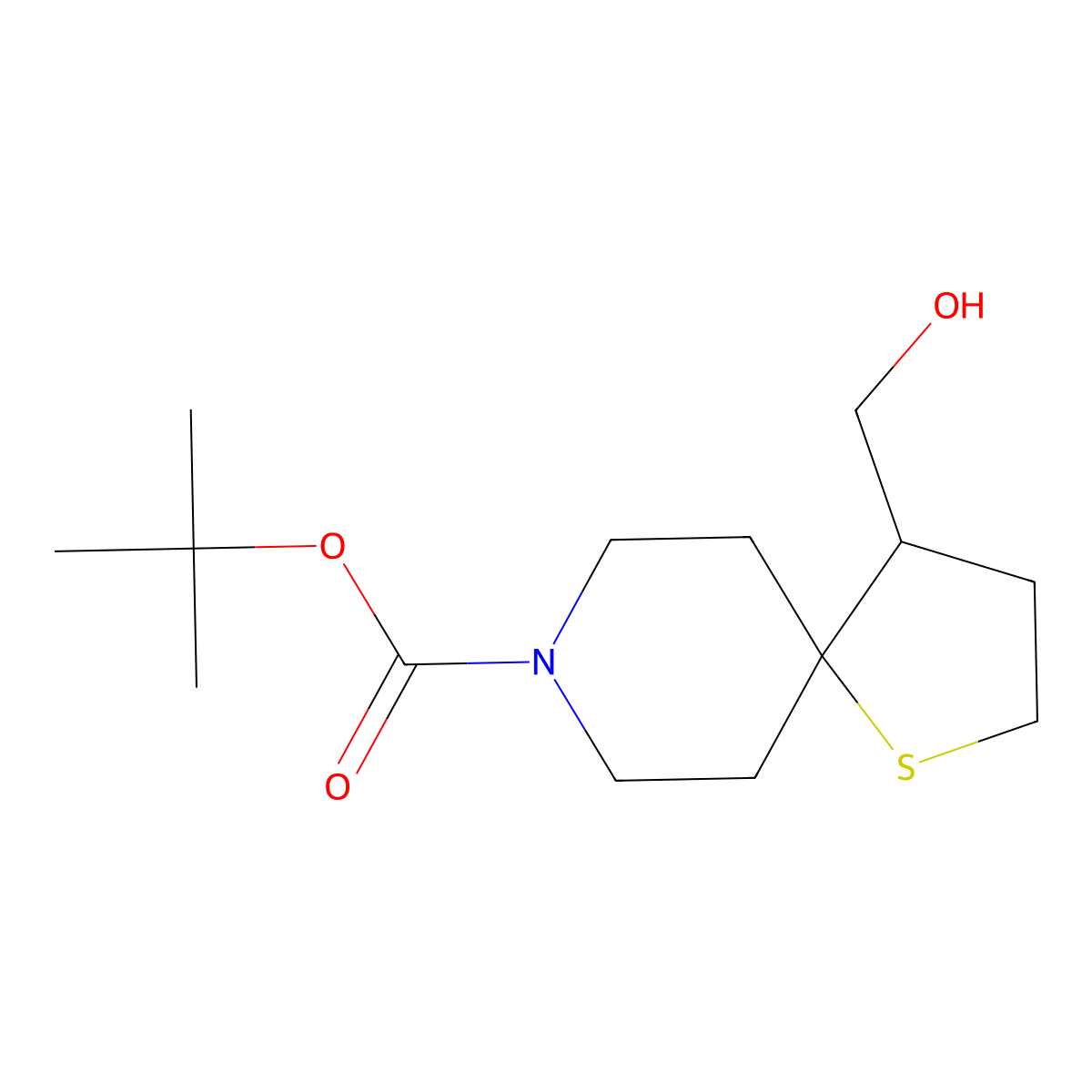 Tert-butyl 4-(hydroxymethyl)-1-thia-8-azaspiro[4.5]decane-8-carboxylate molecular structure, CAS 1373028-35-3