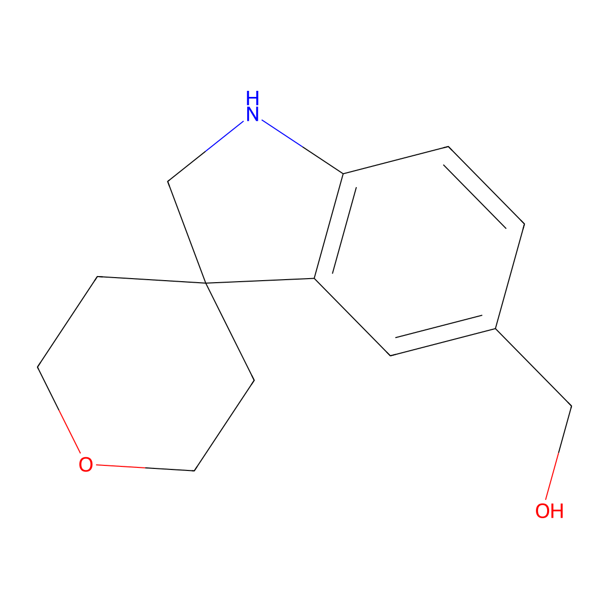 (2',3',5',6'-Tetrahydrospiro[indoline-3,4'-pyran]-5-yl)methanol molecular structure, CAS 1373028-39-7