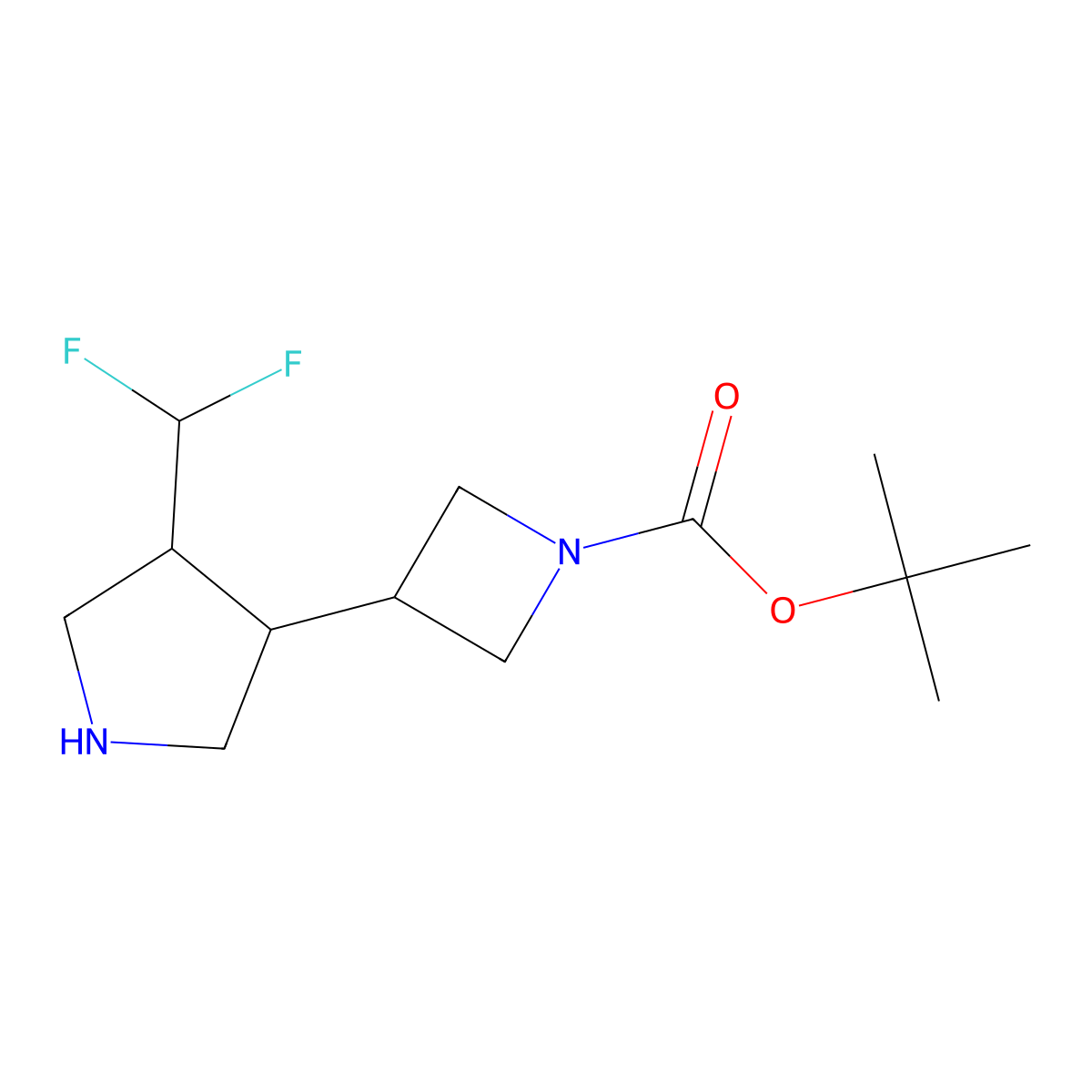 Tert-butyl 3-(4-(difluoromethyl)pyrrolidin-3-yl)azetidine-1-carboxylate molecular structure, CAS 1373028-49-9