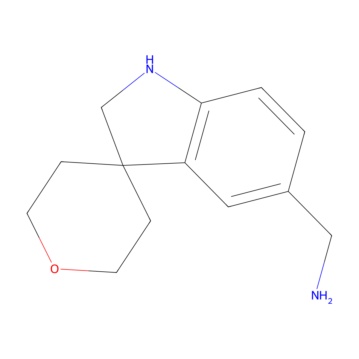 (2',3',5',6'-Tetrahydrospiro[indoline-3,4'-pyran]-5-yl)methanamine molecular structure, CAS 1373028-55-7